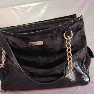 Kate Spade Black Glossy Shoulder Bag with Chain Details